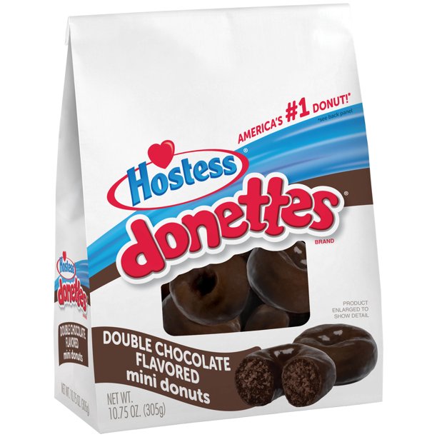 HOSTESS Double Chocolate Frosted DONETTES Bag, Mini Breakfast Donuts - 10.75oz - LOOP MX