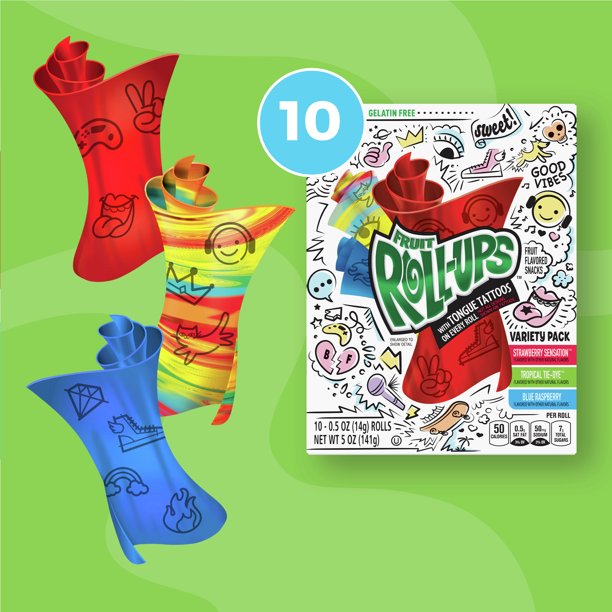 Fruit Roll-Ups Fruit Flavored Snacks, Variety Pack, Pouches, 10 ct - LOOP MX