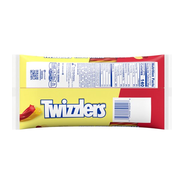 TWIZZLERS Filled Twists Sweet and Sour Cherry Kick Citrus Punch Flavored Chewy, Low Fat Candy Bag, 11 oz - LOOP MX