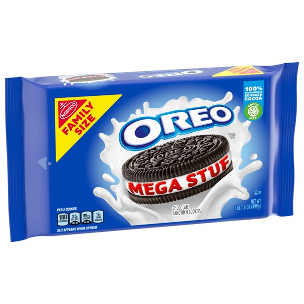 OREO Mega Stuf Chocolate Sandwich Cookies, Family Size, 17.6 oz - LOOP MX